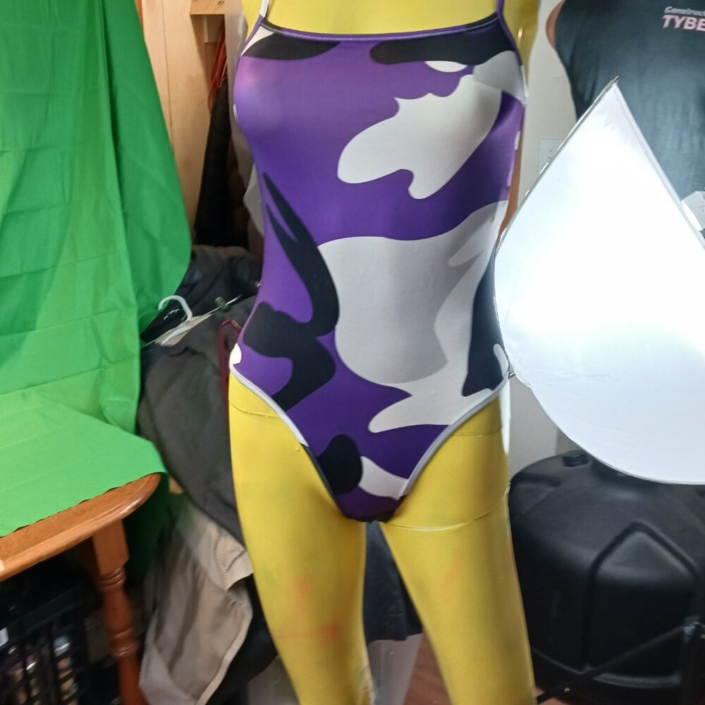 bodysuit camo purple women S brand new never wear polyester